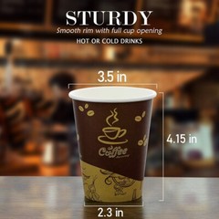 12 oz Disposable Paper Cups Coffee Bean Design for Cold/Hot Drinking 50-500 Pack
