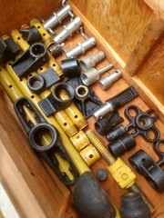 Large lot of Enerpac & Blackhawk hydraulic cylinder attachments and parts