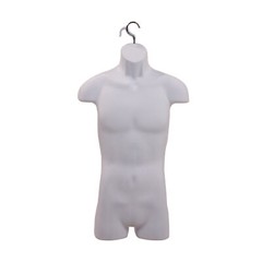 Male Molded White Shapely Torso Form With Hook – Fits Men’s Sizes S-L
