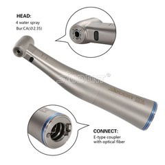 Dental 1:1 Fiber Optic LED Contra Angle Handpiece 4 Spray Push Button fit NSK po