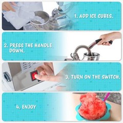 500LBS/H 300W Commercial Snow Cone Machine Ice Shaver Ice Crusher for Snow Cones
