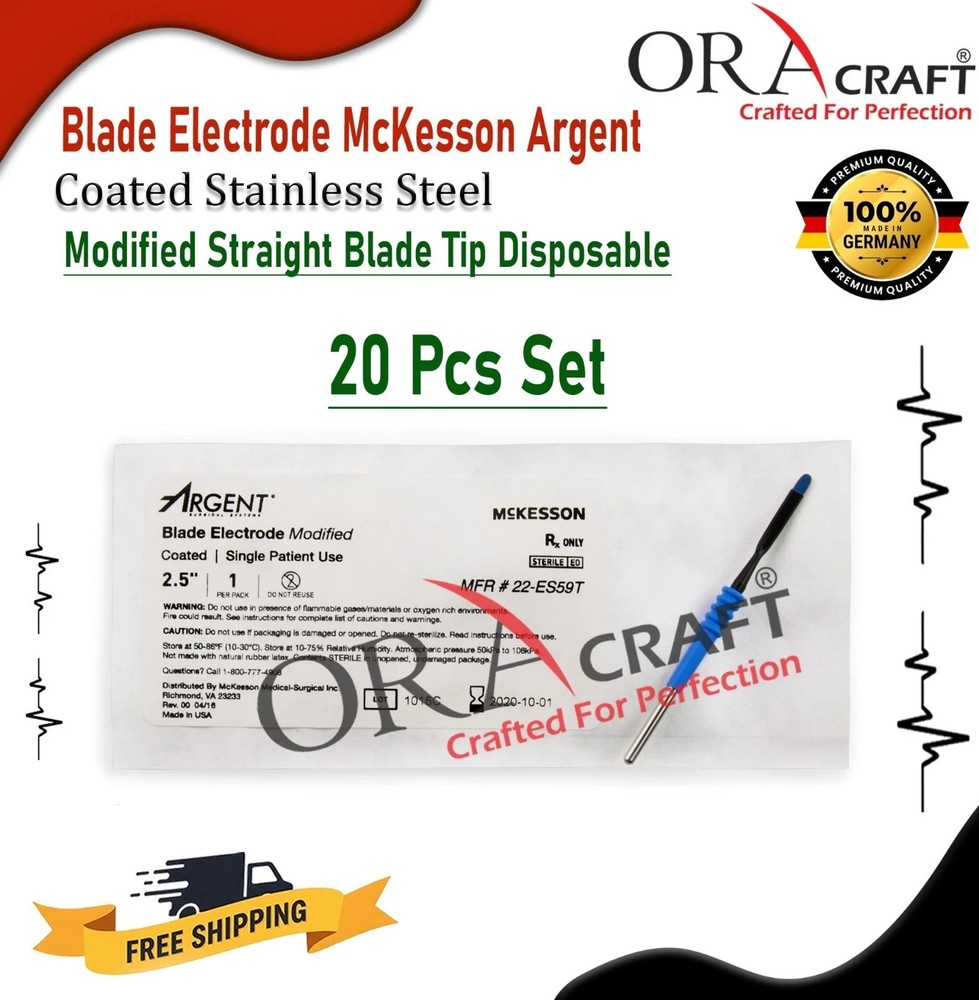 McKesson Argent Blade Electrode Coated Stainless Steel Modified Straight Blade