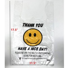 Heavy Duty Smiley T-Shirt Bag Thank You Plastic Carry Out Bags 11.5″x 6″x 17.5″