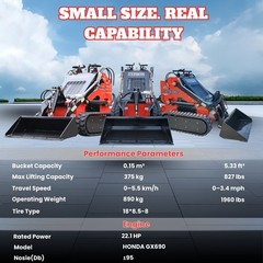 TYPHON STOMP 502 Compact Tracked Skid Steer Loader 22.1HP Honda Gasoline engine