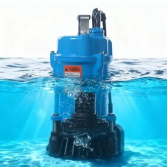 0.75HP Submersible Sewage/Effluent Pump, 4226 GPH Metal Septic Pump, 110V Blue