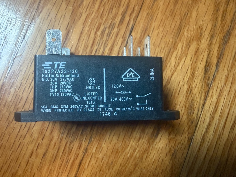 TE/Tyco Power Relay T92P7A22-120 30A DPST 120v New 6 pin
