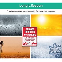 3-Pack No Parking Signs – 14 x 10 Inches Reflective Private Property Signs