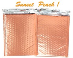 6×10, 4×8 Sunset Peach Glamour Metallic BUBBLE MAILERS Rose Gold Padded Envelope