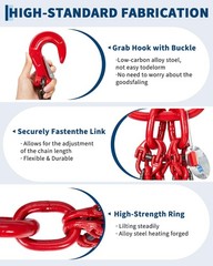 Lifting Chain Sling 5/16″,3/8″,1/4″ x 5/10′ 4-Leg w/ Grab Hook & Adjusters G80