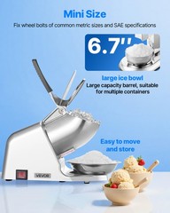 VEVOR Commercial Ice Crusher 286LBS/H Electric Snow Cone Maker Shaved Ice Silver