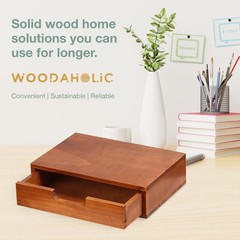 Single Drawer Desktop Storage Organizer in a Modern Wood Design (9.8”x6.9&