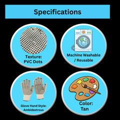 PVC Dots, Knitted Work Gloves, Ambidextrous, Cotton/Polyester, Size: Men – Women