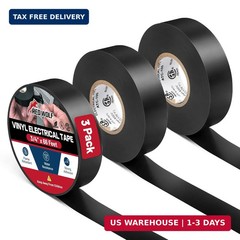 RED WOLF Vinyl Electrical Tape 3/4″- 66Ft 3 Pcs, UL CSA Listed PVC Electric Tape