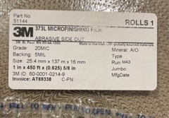 NEW 1 Case 3M microfinishing Film Scalloped SCALP Roll 1″ in x 450ft x 5/8,20MIC