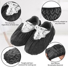 Black 100 Pack Non-Slip Disposable Shoe Covers Premium Boot Protector Booties