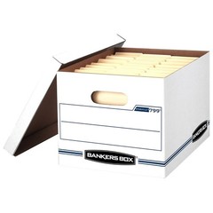 Bankers Box Basic Duty Letter/Legal File Storage Box with Lids, 10 Pack, White