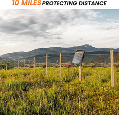 24 Hour Solar Electric Fence Charger, 10 Miles, up to 10200V Output Range Electr