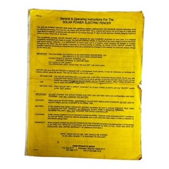 Solar Power Electric Fencer Operating Instructions Farm Products Inc