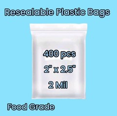 400 Mini Plastic Bags (2 x 2.5″) Resealable, Clear for Candy, Pills, Beads