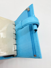 Filofax Pocket size Portobella Powder Blue Italian Leather Organizer unused