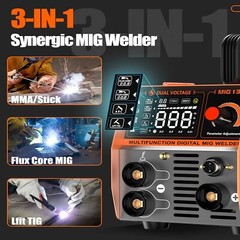 Flux Core MIG Welder 135A 110V 3-IN-1 MIG/ARC/Lift TIG with TIG Welding Torch