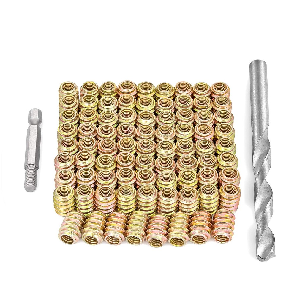 80 Pack M6x15mm Wood Threaded Inserts Hex Socket Metal Nut Fastener Set
