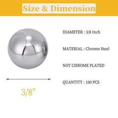100 PCS 3/8 Inch Hardened Chrome Steel Ball Bearings for Precision Projects