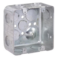 4 In. W X 2-1/8 In. D Steel Metallic 2-Gang Square Switch Box, Six 1/2 In. Ko’S,