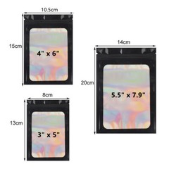 100/200 PCS Holographic Mylar Foil Bag Resealable Ziplock Pouch Packaging Clear