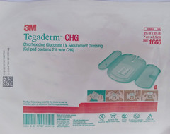 3M Tegaderm CHG I.V. Securement Dressing 1660, 2¾ x 3-3/8 inch, Lot of 4