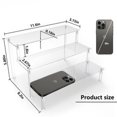 Acrylic Display Risers,Clear Display Risers Stand Small Mini Shelf 3 Tiered