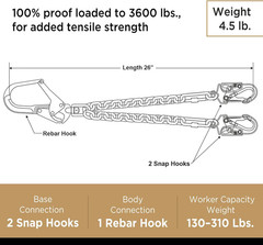 AFP Rebar Positioning Chain Assembly with Swivel Hook (Aluminum)