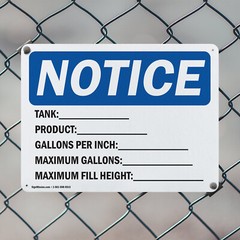 (2 Pack) Tank_Product_Gallons Per Inch_ OSHA Notice Sign Decal Metal Plastic