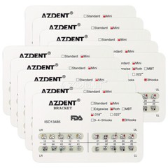 10X AZDENT Dental Ortho Brackets Mini/Standard MBT/Roth .022/.018 Hooks 3/3 4 5