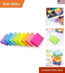 Self-Stick Bright Sticky Notes 1.5×2 Inch – 8 Pack, Recyclable & Strong Adhesion