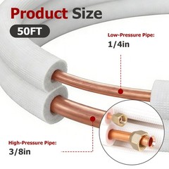 Findmall 50 FT Mini Split Line Set 1/4″ – 3/8″ Copper Insulated Coil