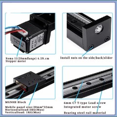 50mm Mini CNC Slide Table Linear stage 1mm Pitch 0.07Nm NEMA11 stepper motor Kit