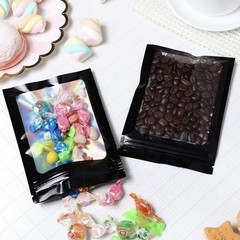 400PCS Holographic Mylar Foil Bag Resealable Zipper Pouch Packaging Clear Front