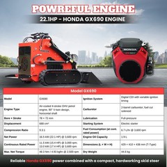 TYPHON STOMP 502 Compact Tracked Skid Steer Loader 22.1HP Honda Gasoline engine