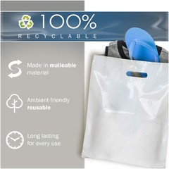 Extra Large White Merchandise Bags – Glossy Plastic Perfect for Retail – 100 Pac