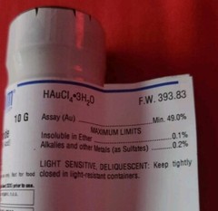 NEW & SEALED 10g Gold Chloride Trihydrate Reagent ACS G1025 ‘Spectrum Chemicals’