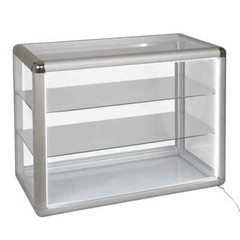 Silver Glass Display Case with LED Lights 24″ x 12″ x 18″