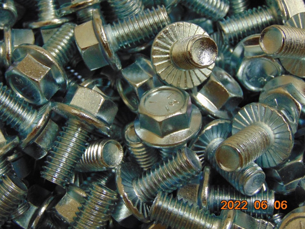 LOT OF (10) 3/8″-16 x 3/4″ Zinc Grade 5 Hex Washer Head Serrated Flange Bolt