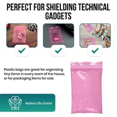 Plastics Pink Anti-Static Seal Top ZipLock Reclosable Poly Bags 4Mil All Size
