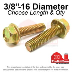 3/8″-16 Grade 5 Serrated Hex Flange Screws Bolts Zinc Yellow (Pick Length & Qty)