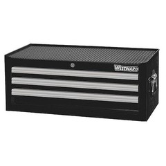 Westward 32H849 Westward Intermediate Chest, 3-Drawers, Powder Coated Black,