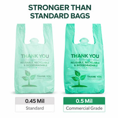 Biodegradable T-Shirt Grocery Shopping Bags Large 22×6.5×12 0.5 Mil Pick Qty