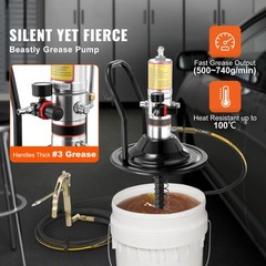 VEVOR Grease Pump Air Operated Grease Pump 0.6-0.8Mpa 13 ft Hose with Barrel Cap