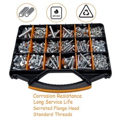 820pcs Metric Flange Bolt Assortment Kit M6 M8 M10 M12 Hex Flange Bolts