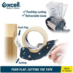 Excell Low Noise Tape Gun 2″ Tape 3″ Core, Quiet Tool for Carton & Box Sealing